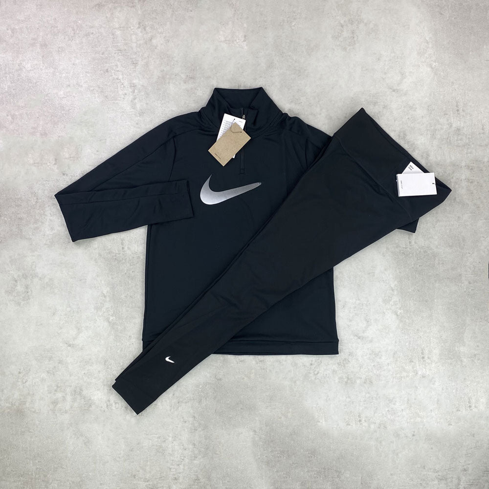 n n half zip/ leggings black set women's